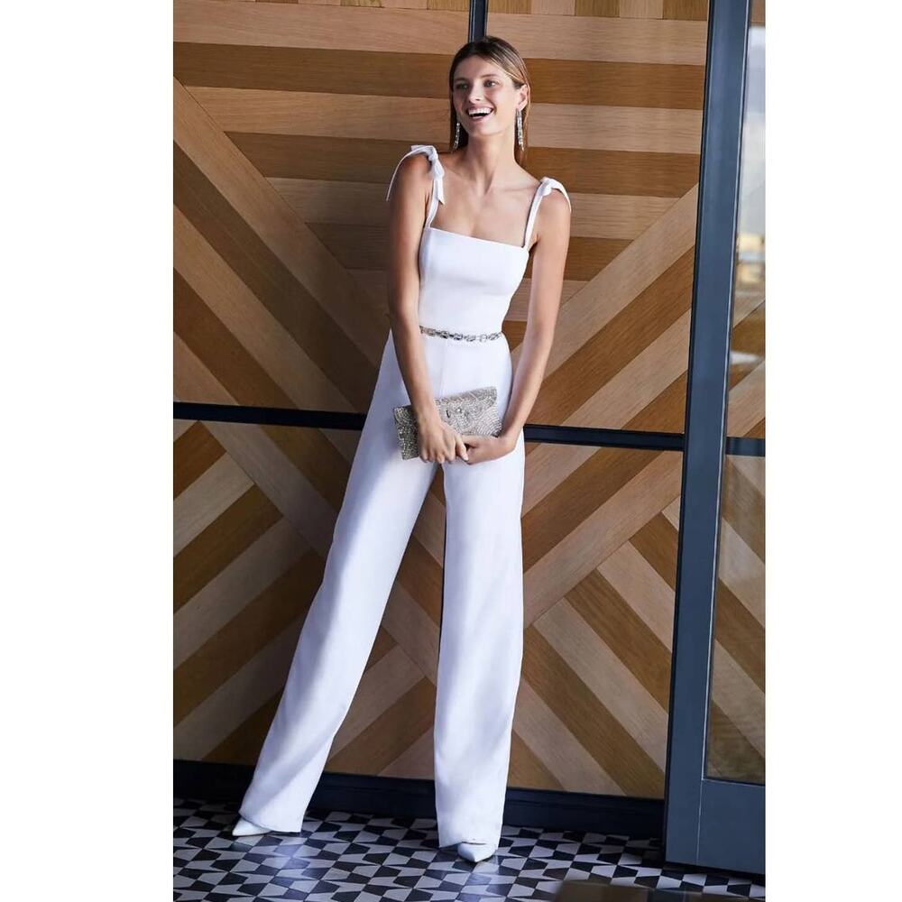 New Anthropologie BHLDN Trinity Jumpsuit by Theia $280 SIZE 4 White
